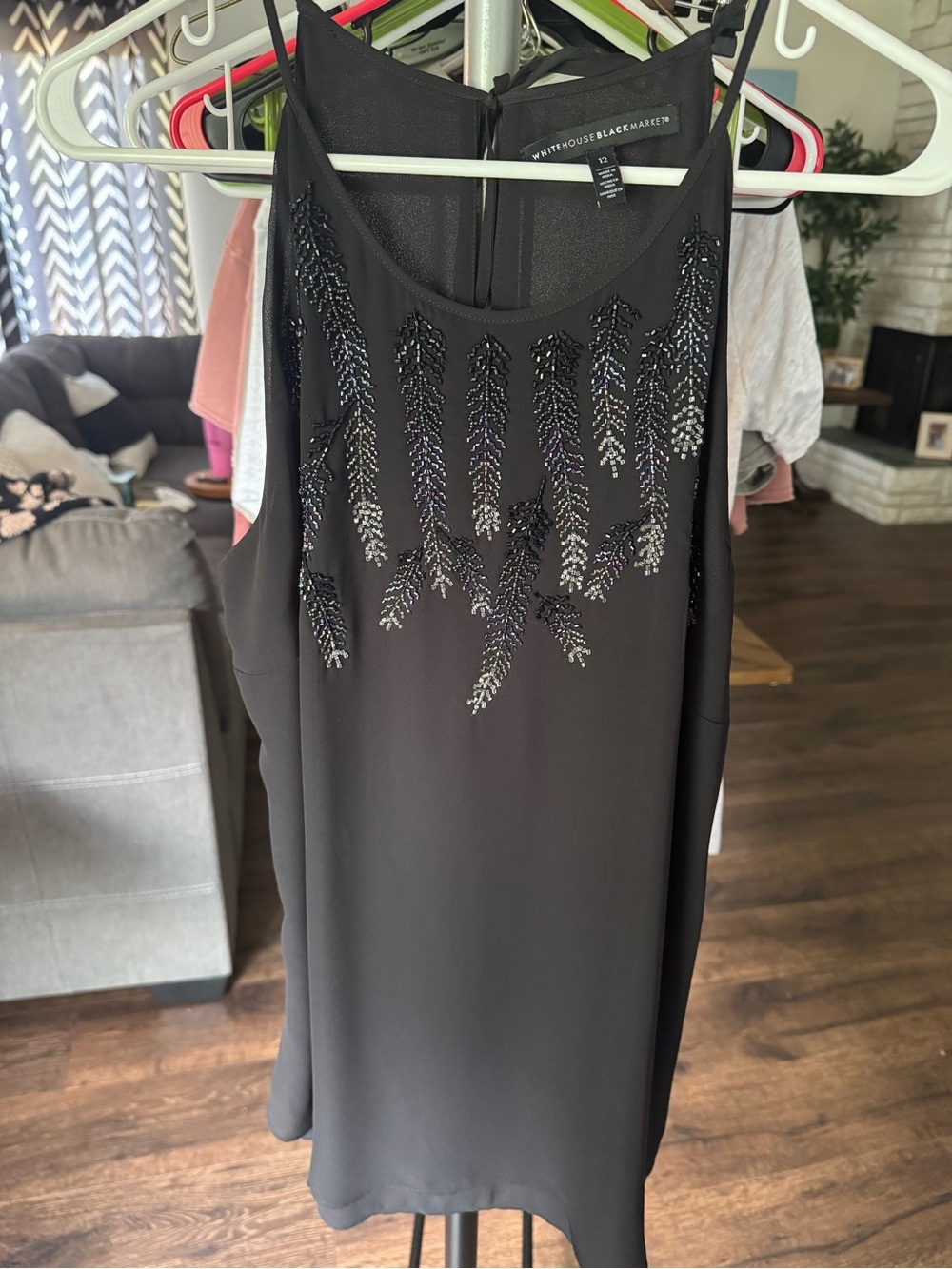 White House Black Market Black Beaded Camisole